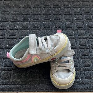 See Kai Run Gray Sneakers with Pink and Yellow Accents